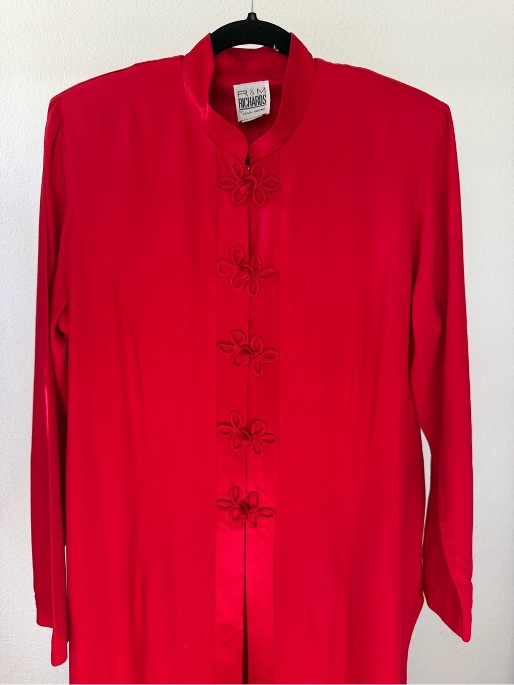 Vintage 90s R&M Richard’s Mandarin Collar Red Kimono Duster Size L - Picture 8 of 10